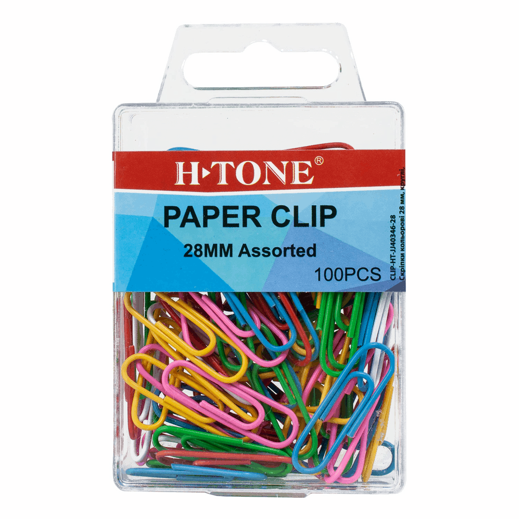 Скріпки кольорові 28 мм, 100 шт, круглі H-Tone (JJ40346)